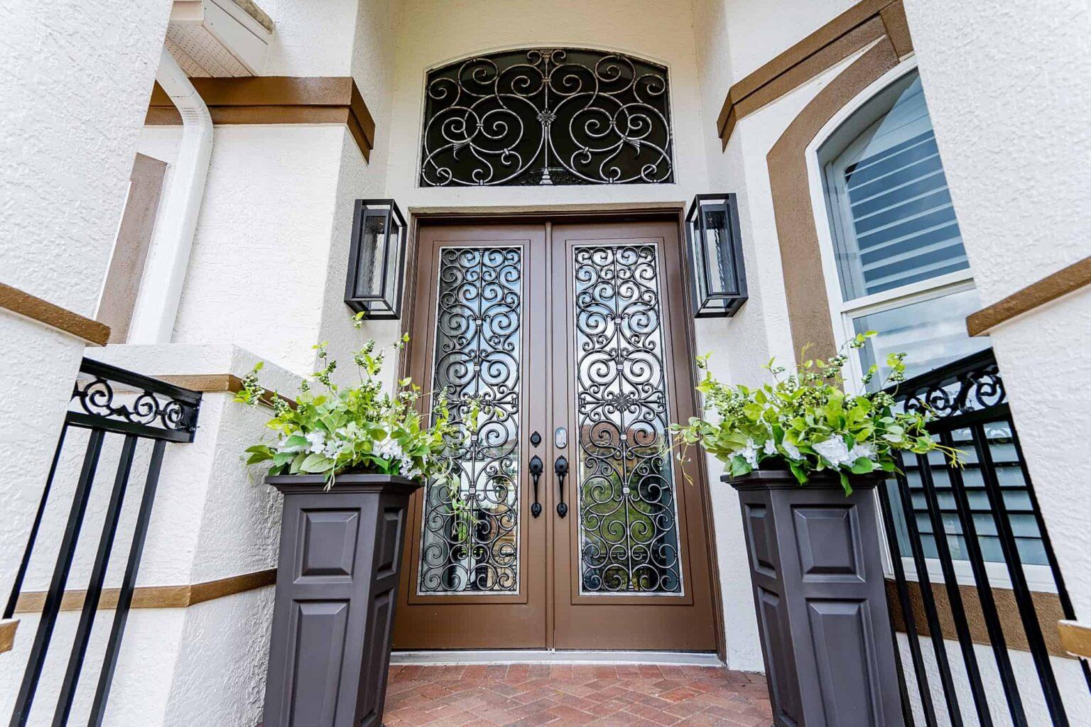 naples fl vacation home - Double french glass doors with keyless entry.