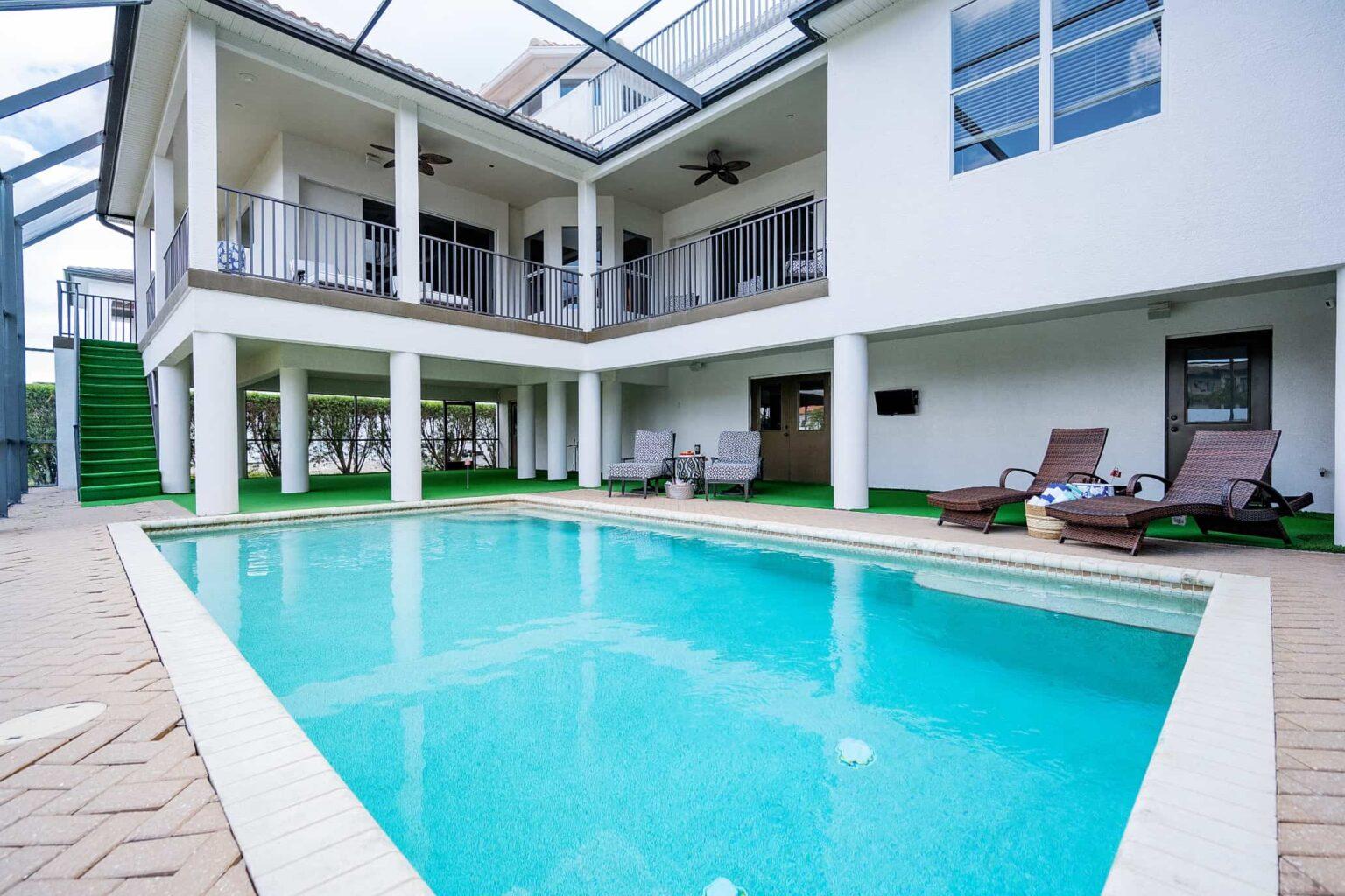 naples fl vacation home Pool with multi-level patios.